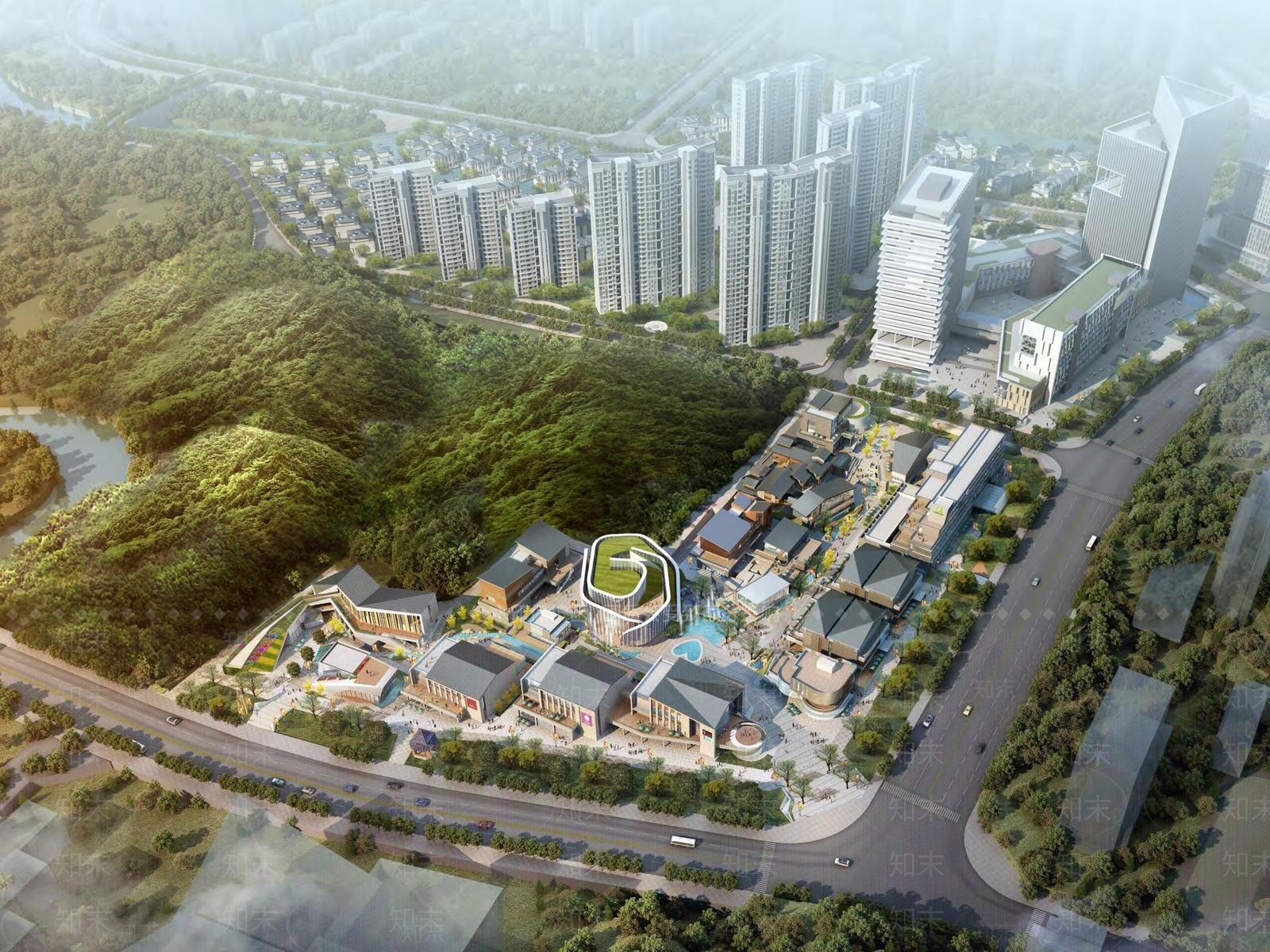 新中式商业街SU模型下载【ID:1189283432】