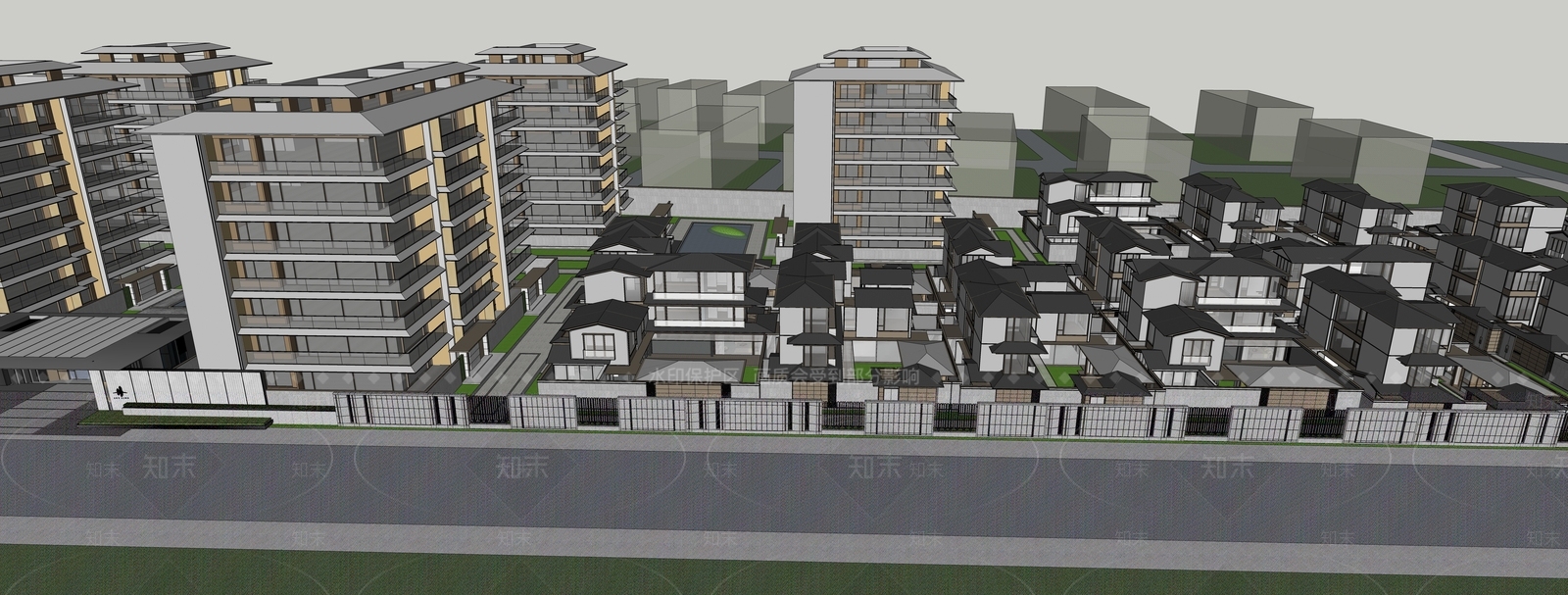 现代小区建筑SU模型下载【ID:1189283362】