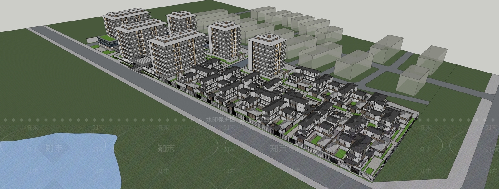 现代小区建筑SU模型下载【ID:1189283362】