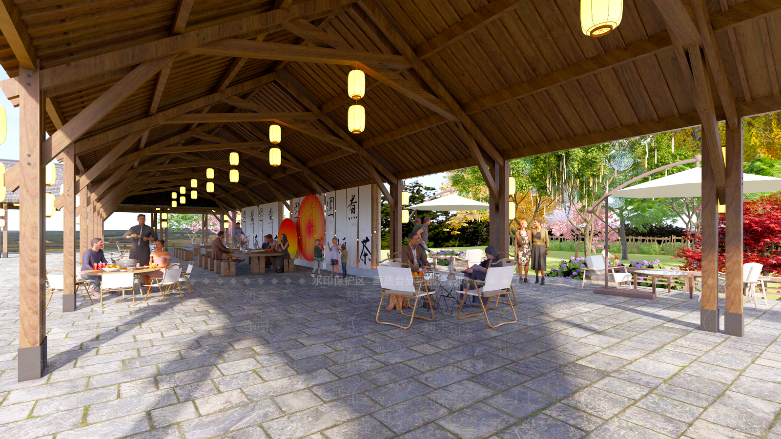 中式新中式廊架SU模型下载【ID:1189288395】