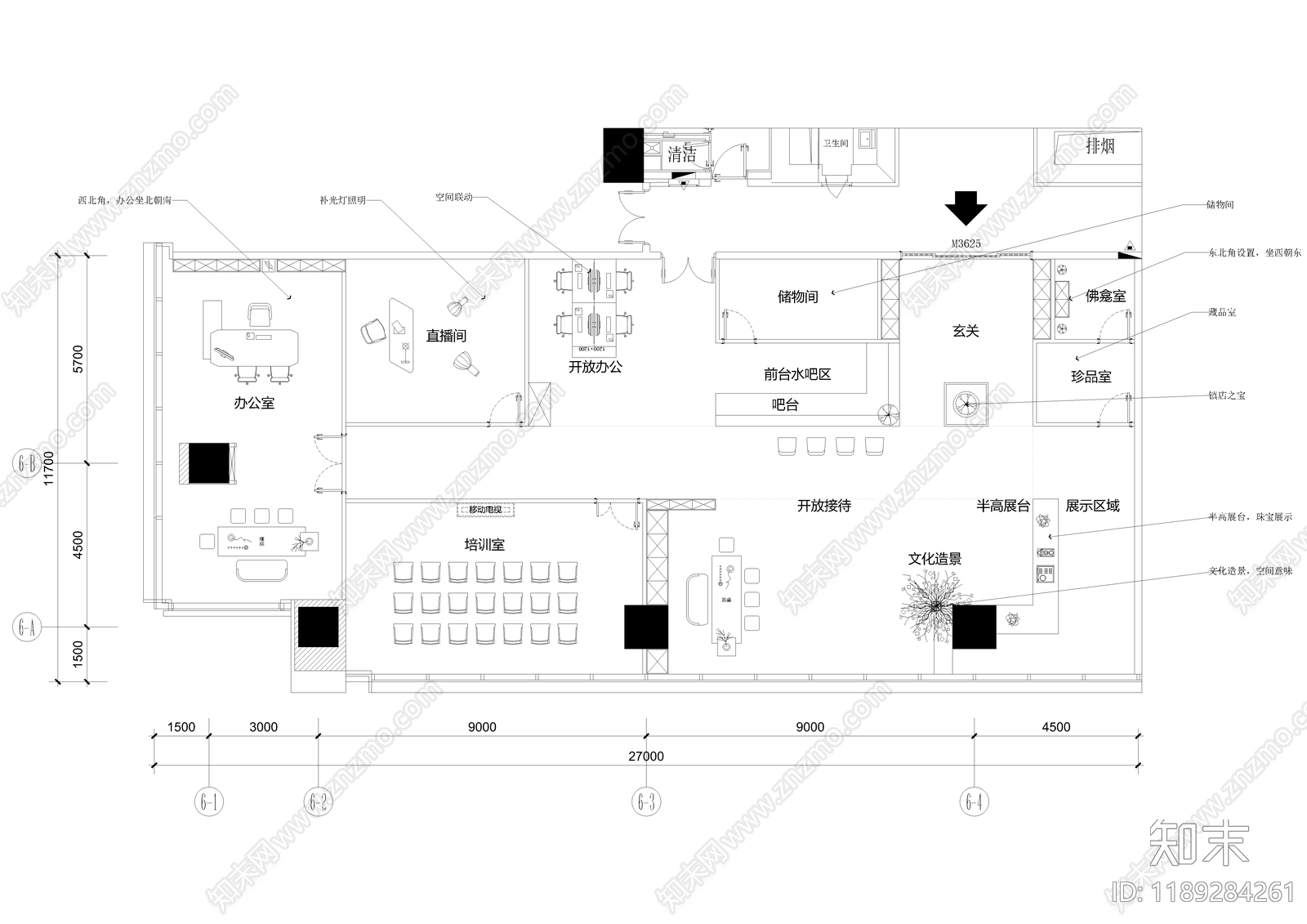 现代整体办公空间cad施工图下载【ID:1189284261】