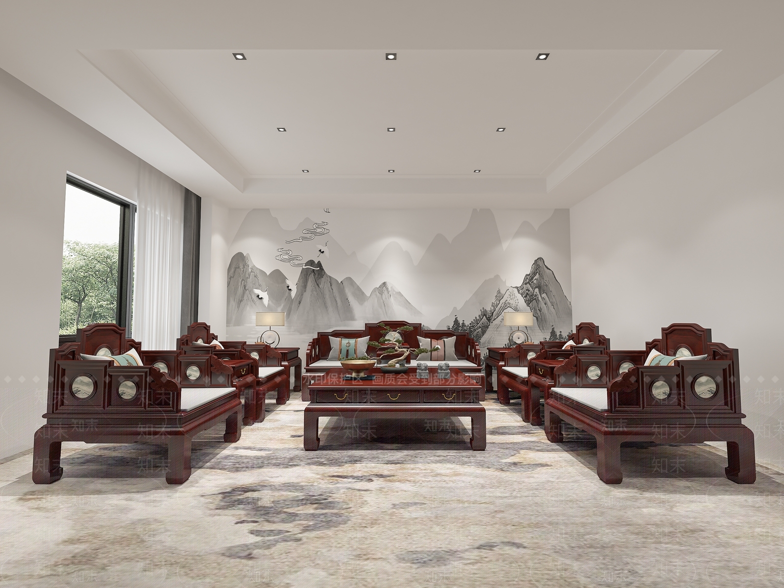 中式沙发组合3D模型下载【ID:1189284523】