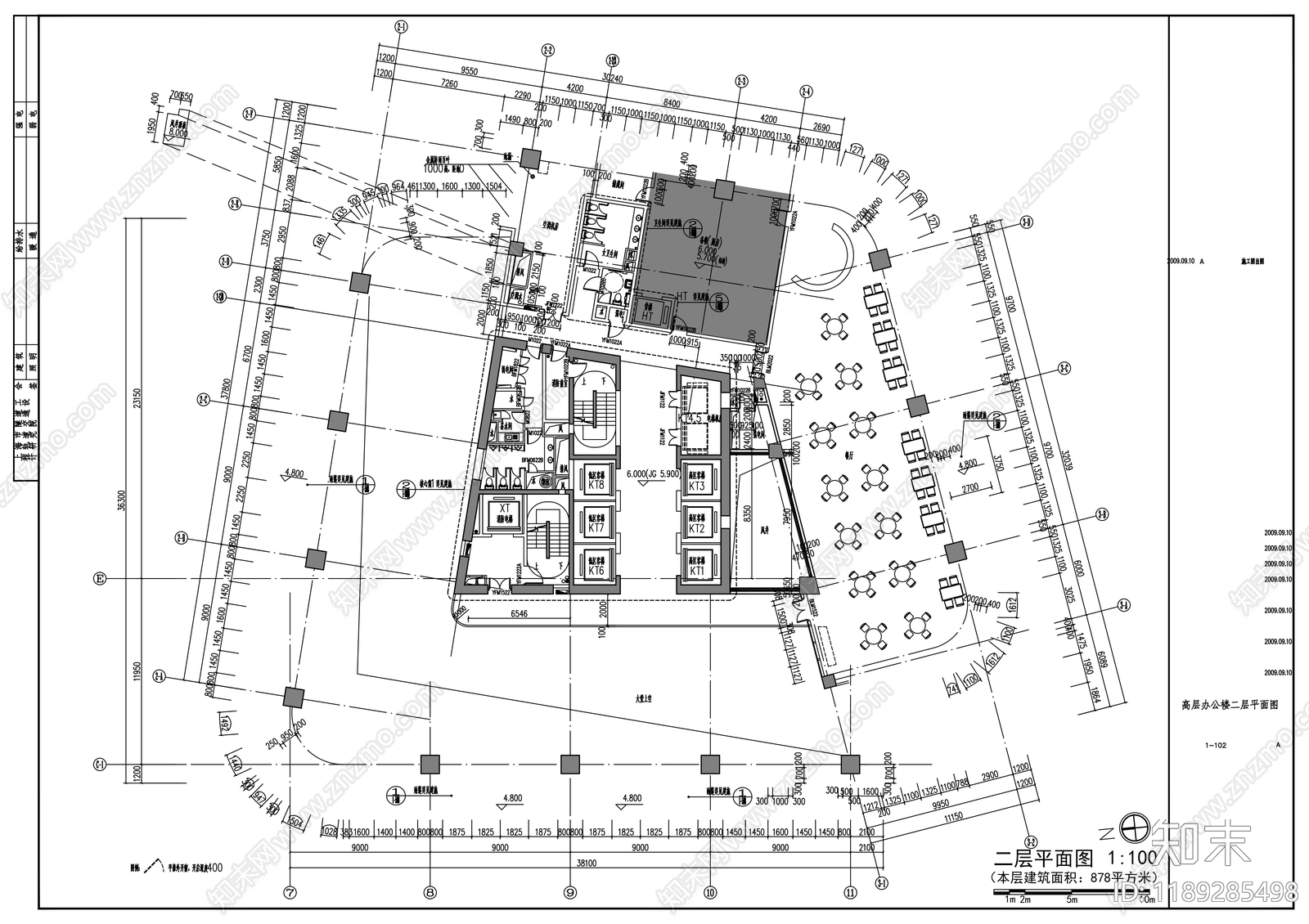 现代办公楼建筑cad施工图下载【ID:1189285498】