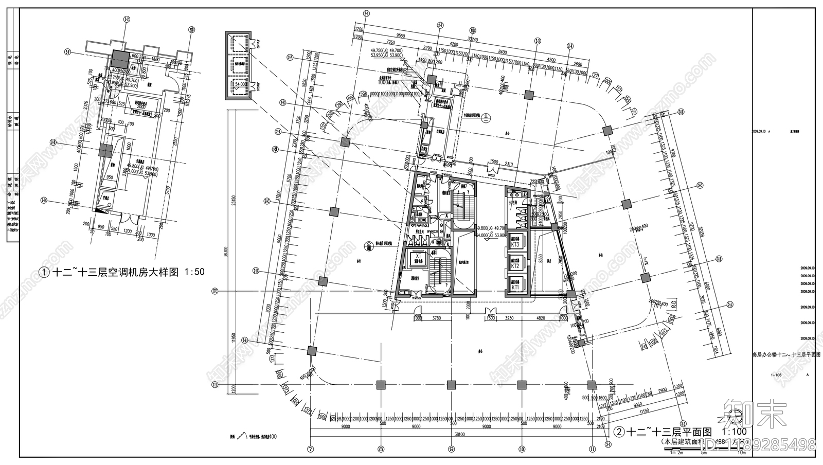 现代办公楼建筑cad施工图下载【ID:1189285498】