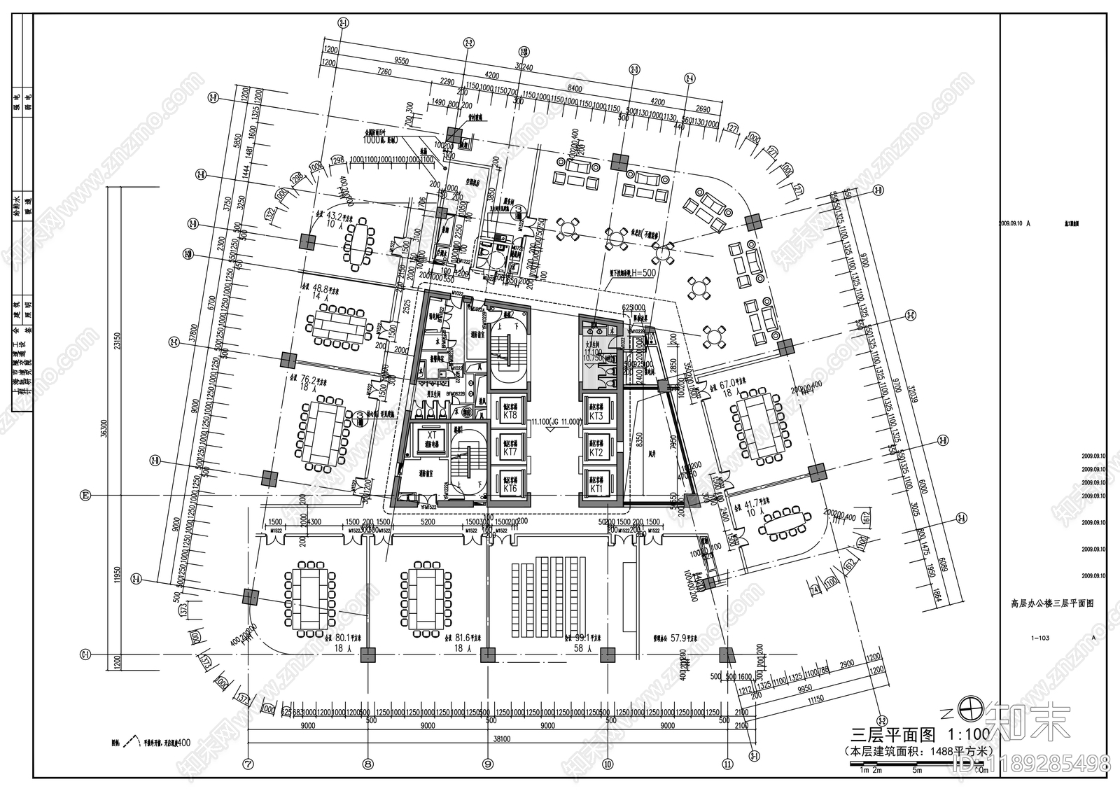 现代办公楼建筑cad施工图下载【ID:1189285498】