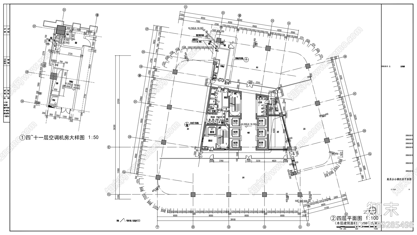 现代办公楼建筑cad施工图下载【ID:1189285498】