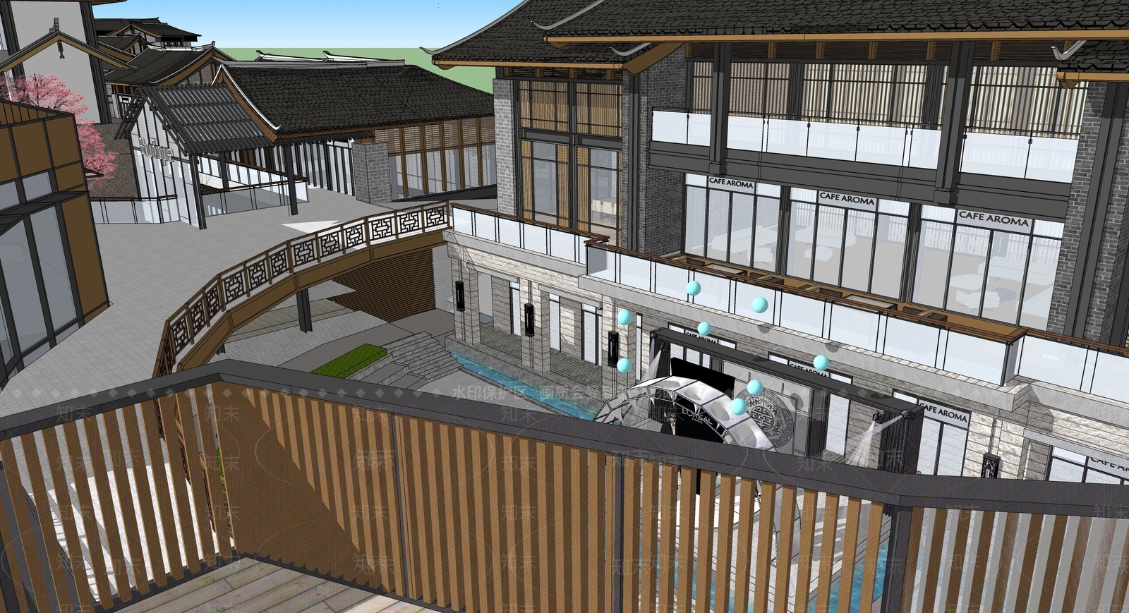 中式商业街SU模型下载【ID:1189287315】