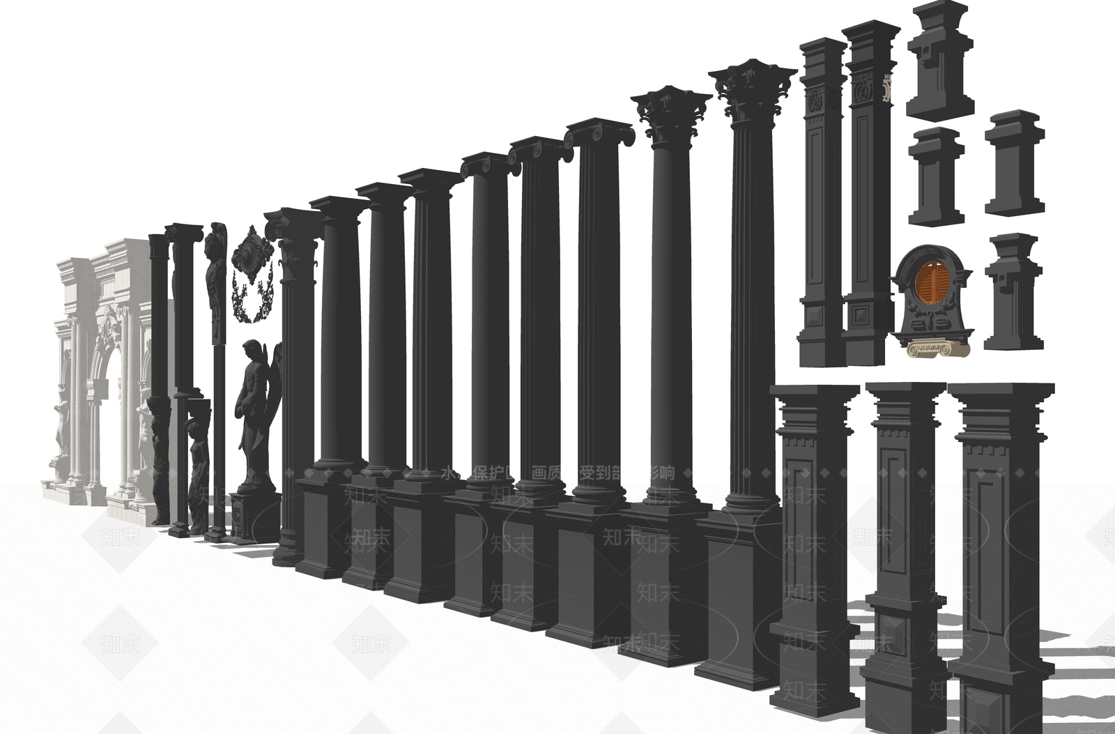 法式美式柱子SU模型下载【ID:1189287204】