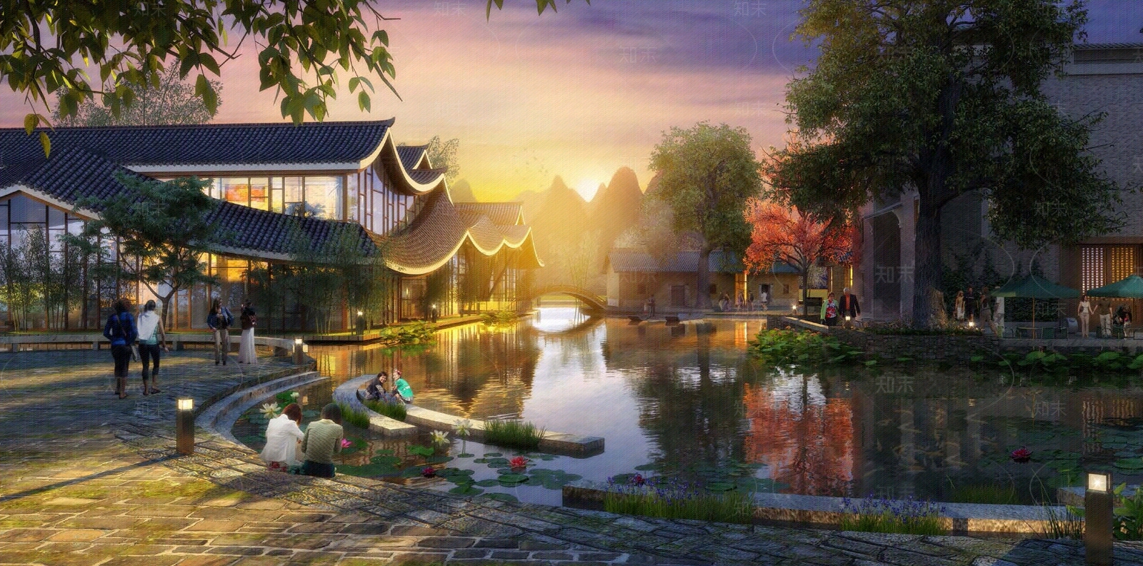 新中式中式街道外景贴图下载【ID:1189287298】