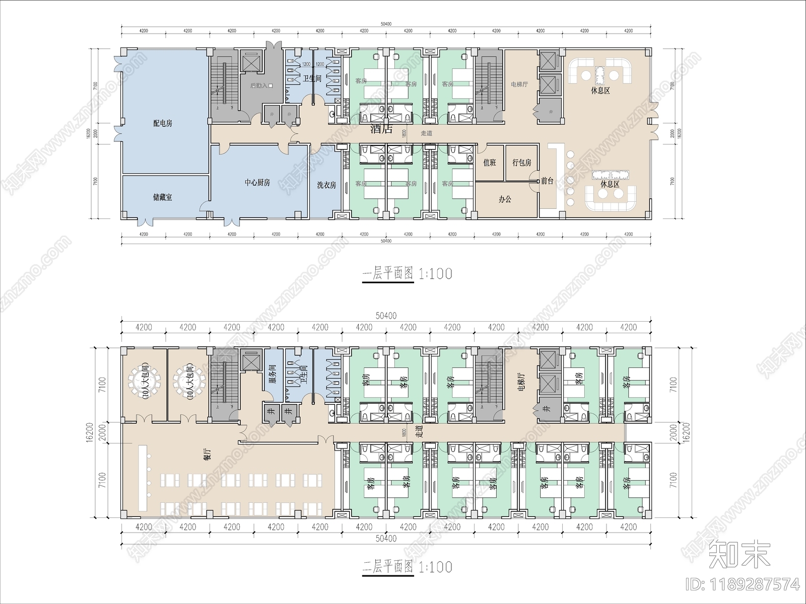 现代酒店建筑施工图下载【ID:1189287574】