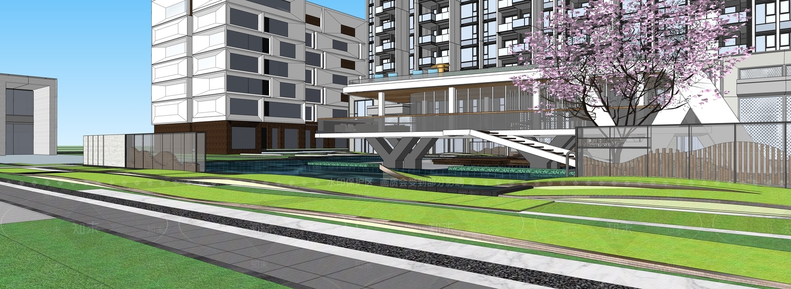 现代小区建筑SU模型下载【ID:1189288029】