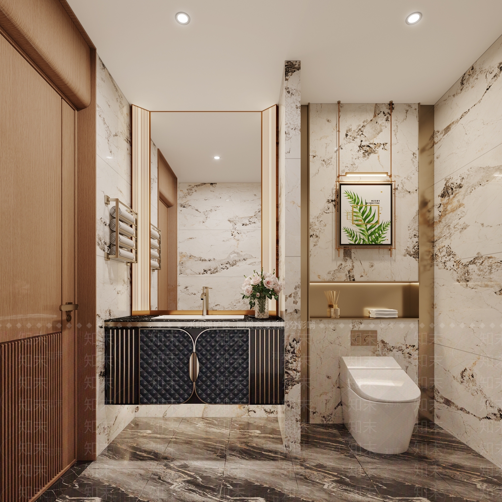轻奢现代公共卫生间3D模型下载【ID:1189289274】