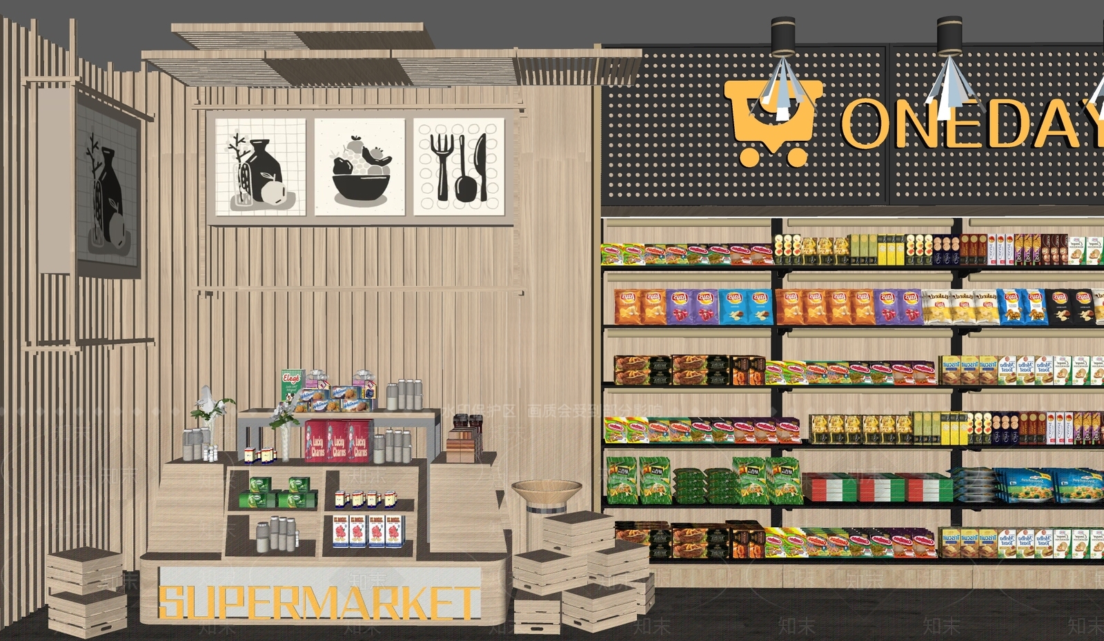 现代新中式超市SU模型下载【ID:1189290421】