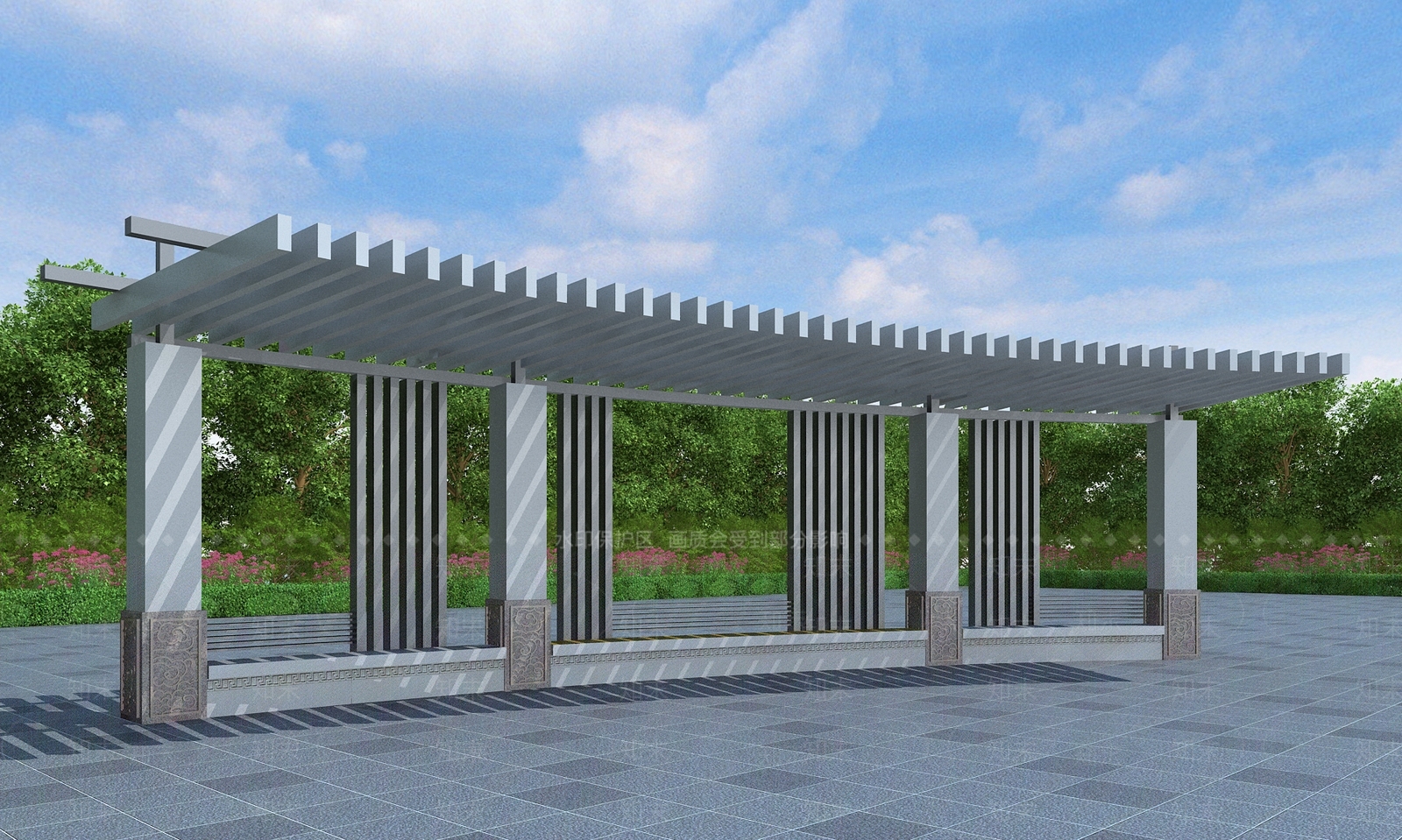 现代廊架3D模型下载【ID:1189309696】
