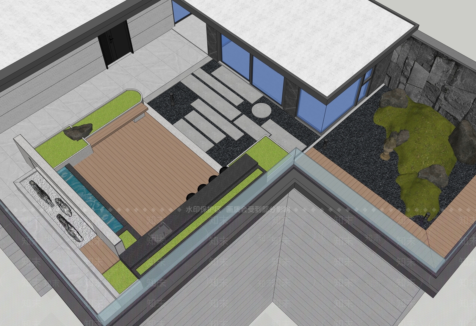 现代屋顶花园SU模型下载【ID:1189297225】