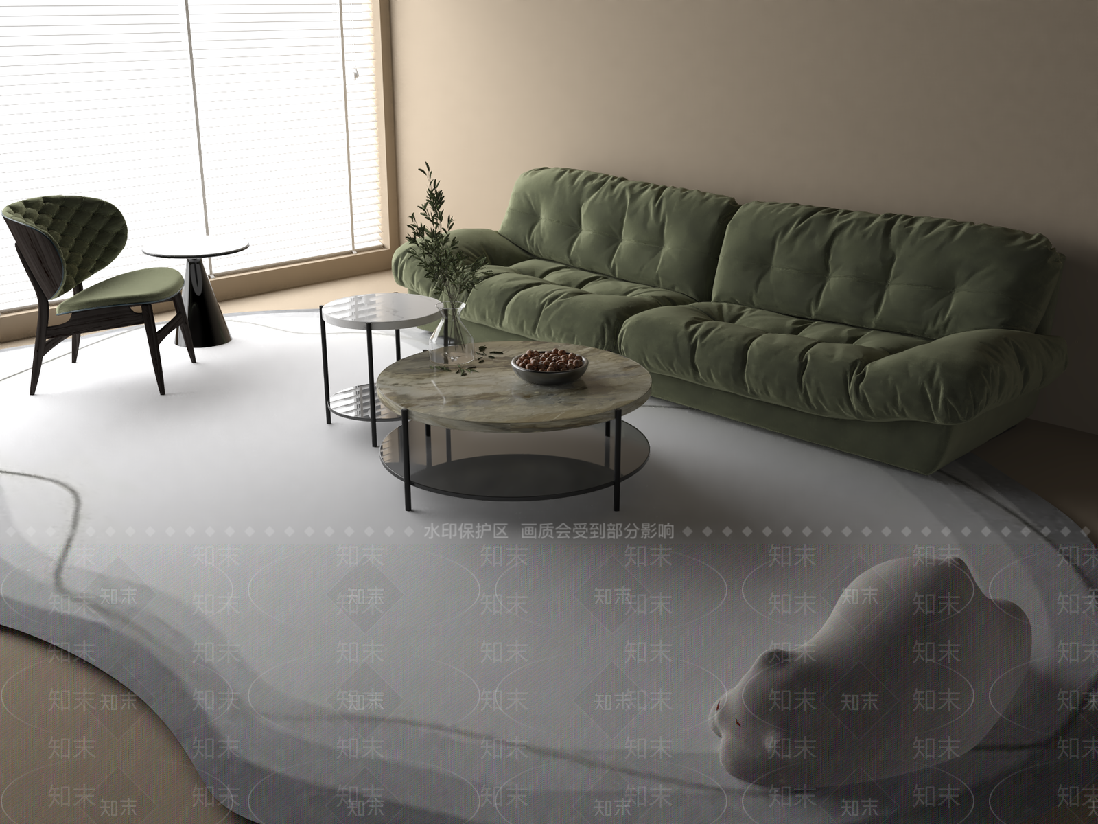 现代法式家居客厅3D模型下载【ID:1189370700】