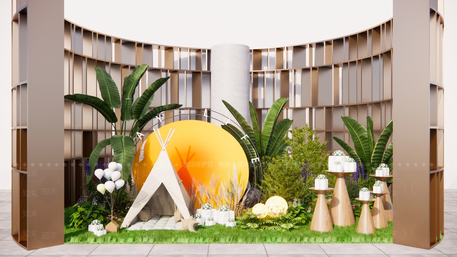 现代轻奢办公大堂SU模型下载【ID:1189300227】