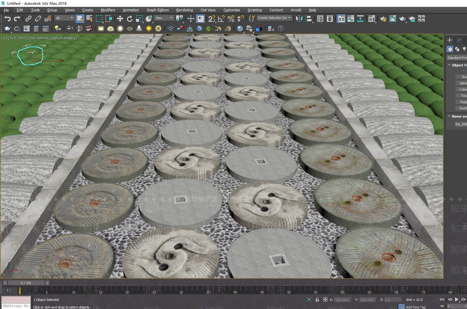 中式乡村石磨汀步3D模型下载【ID:1189301058】