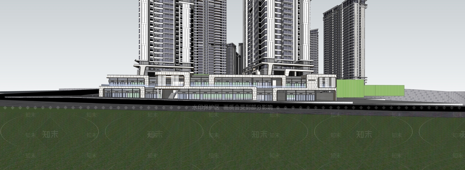 现代小区建筑SU模型下载【ID:1189302428】