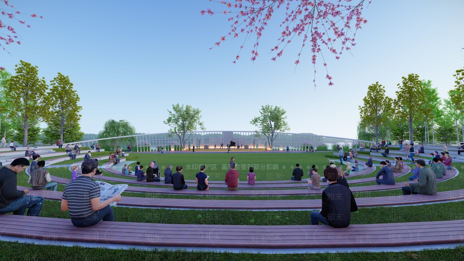 现代简约广场景观SU模型下载【ID:1189302416】