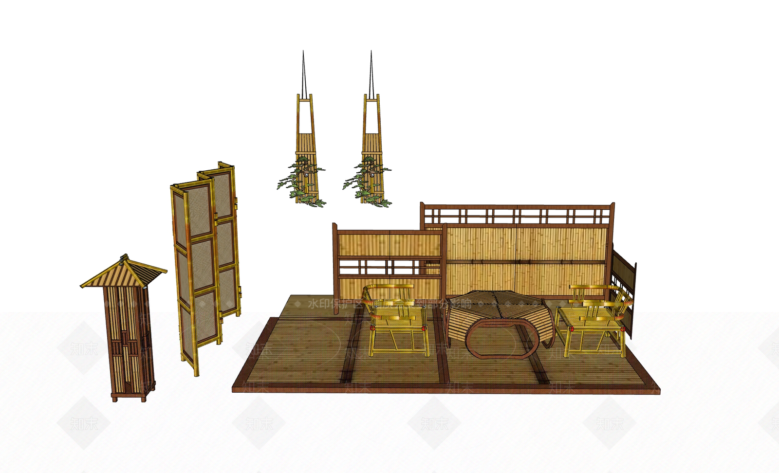 中式其他户外家具SU模型下载【ID:1189305987】