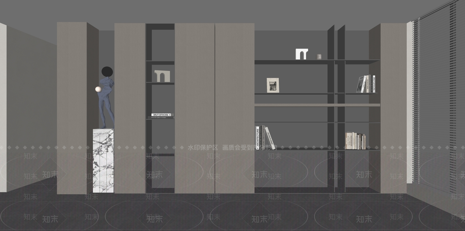 现代书柜SU模型下载【ID:1189306107】