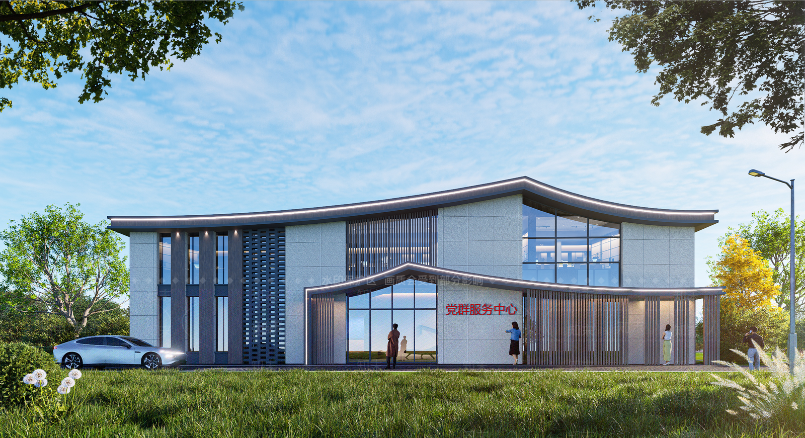 中式新中式办公楼SU模型下载【ID:1189310180】