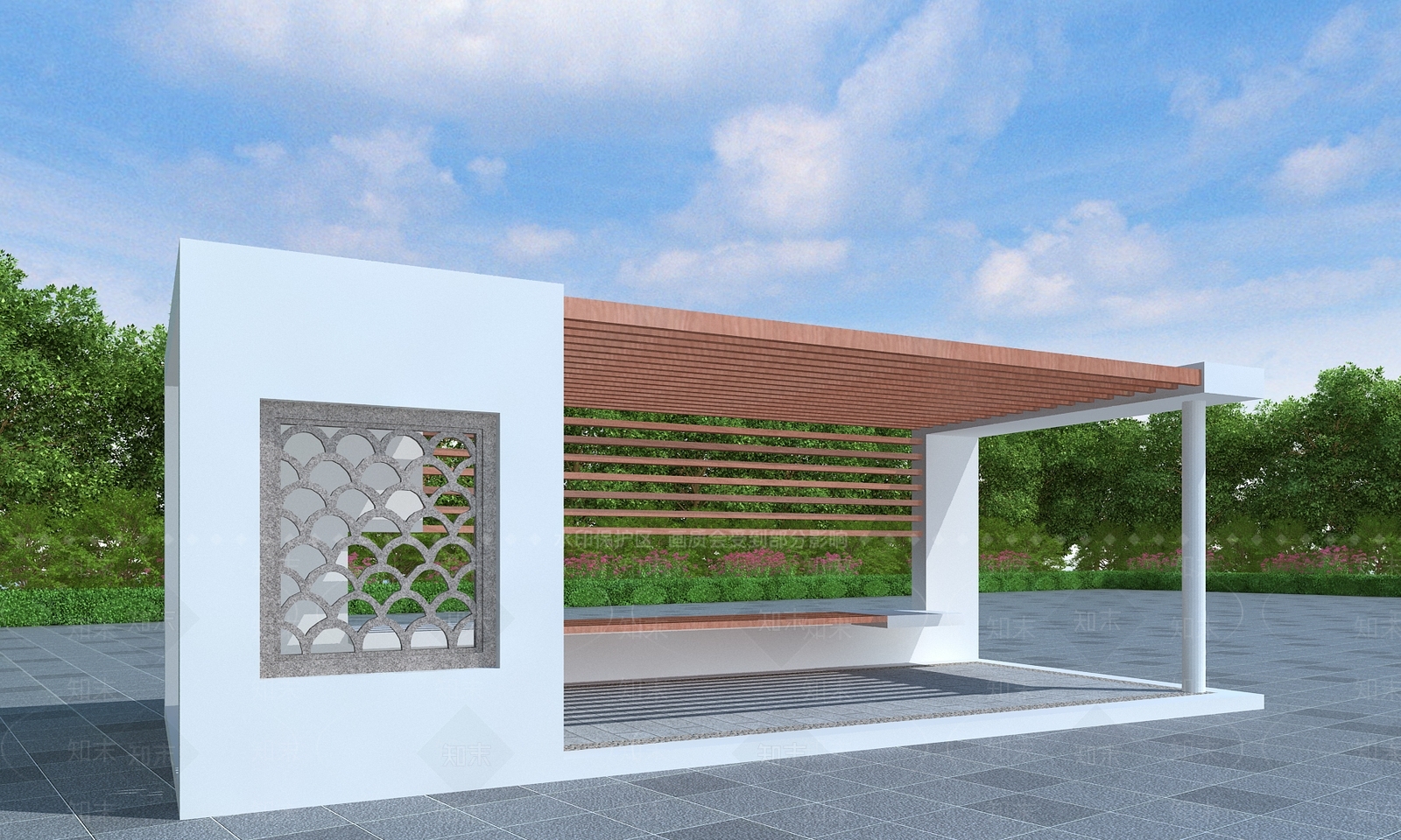 现代新中式廊架3D模型下载【ID:1189310705】
