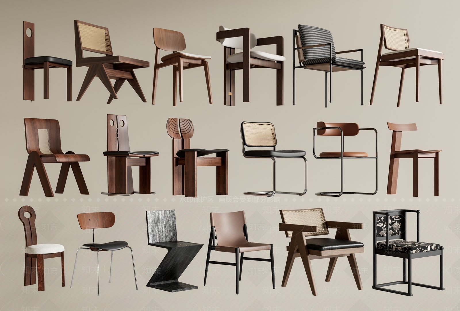 中古侘寂餐椅3D模型下载【ID:1189314494】