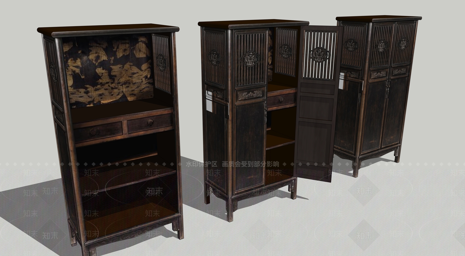 中式储物柜SU模型下载【ID:1189314844】
