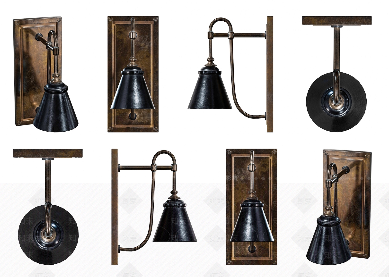 工业欧式壁灯SU模型下载【ID:1189321712】