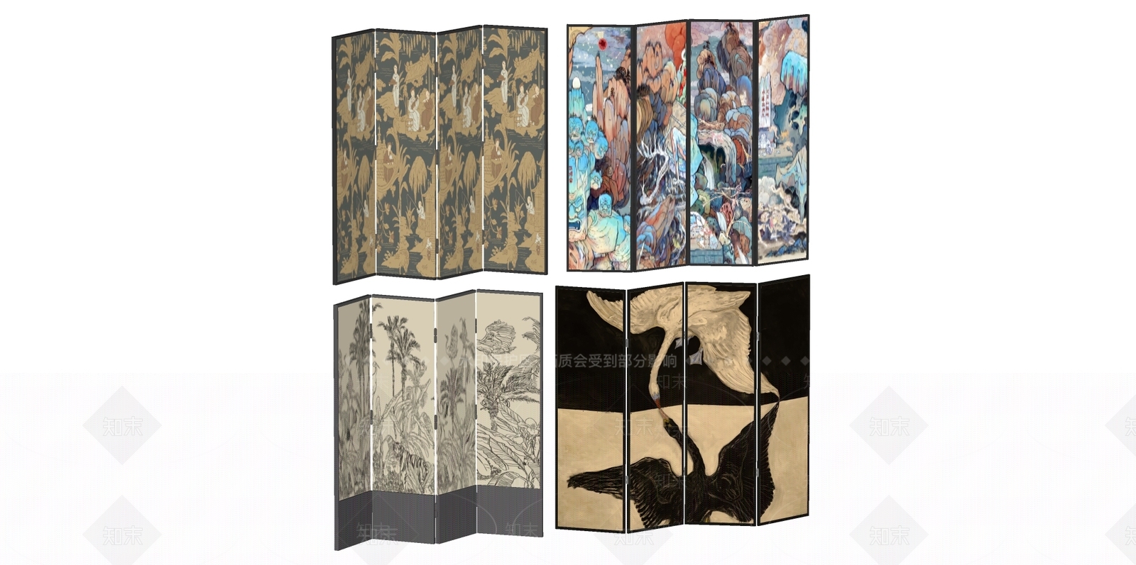 中古侘寂屏风SU模型下载【ID:1189328342】