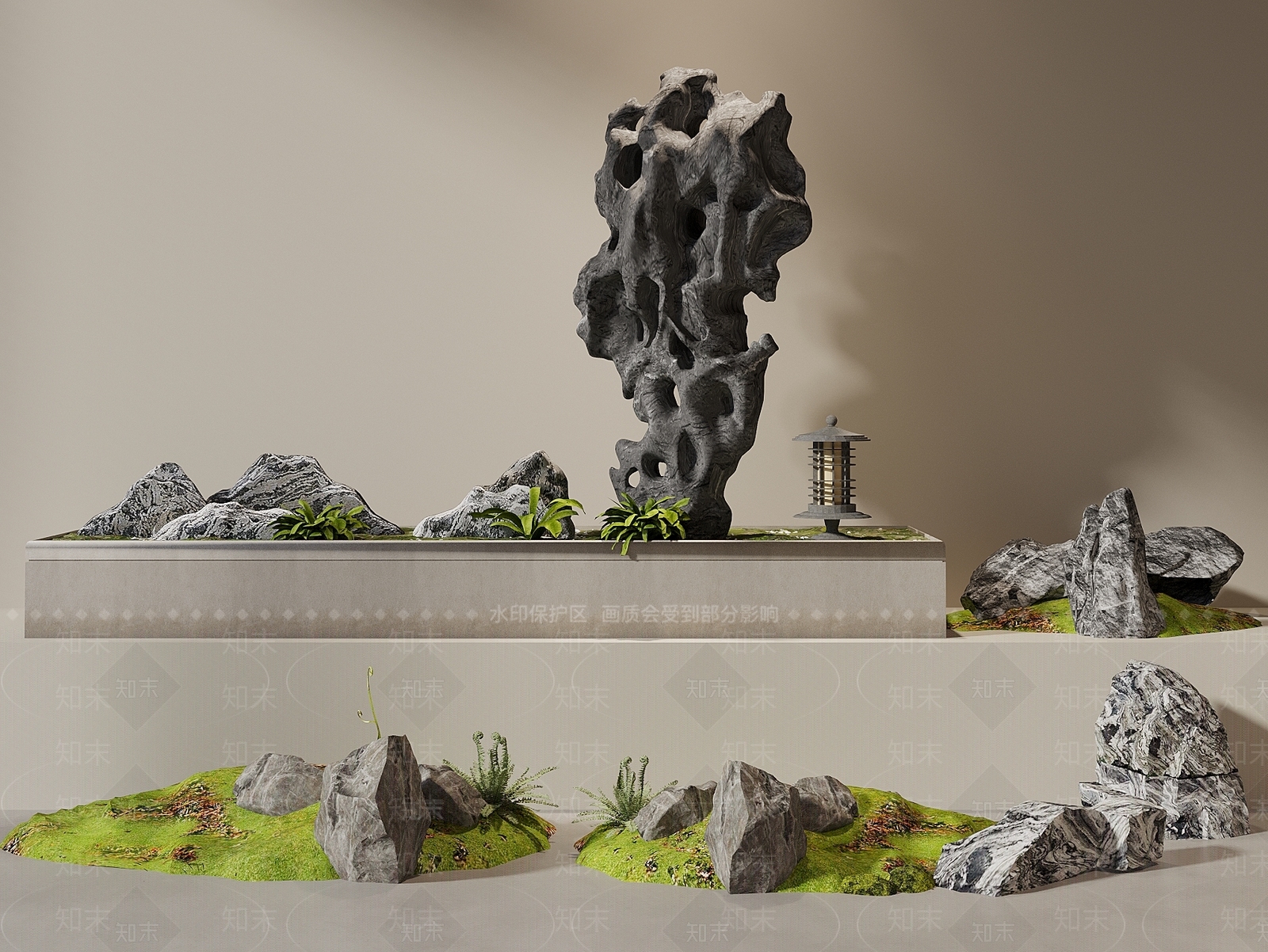 新中式现代石头3D模型下载【ID:1189332108】