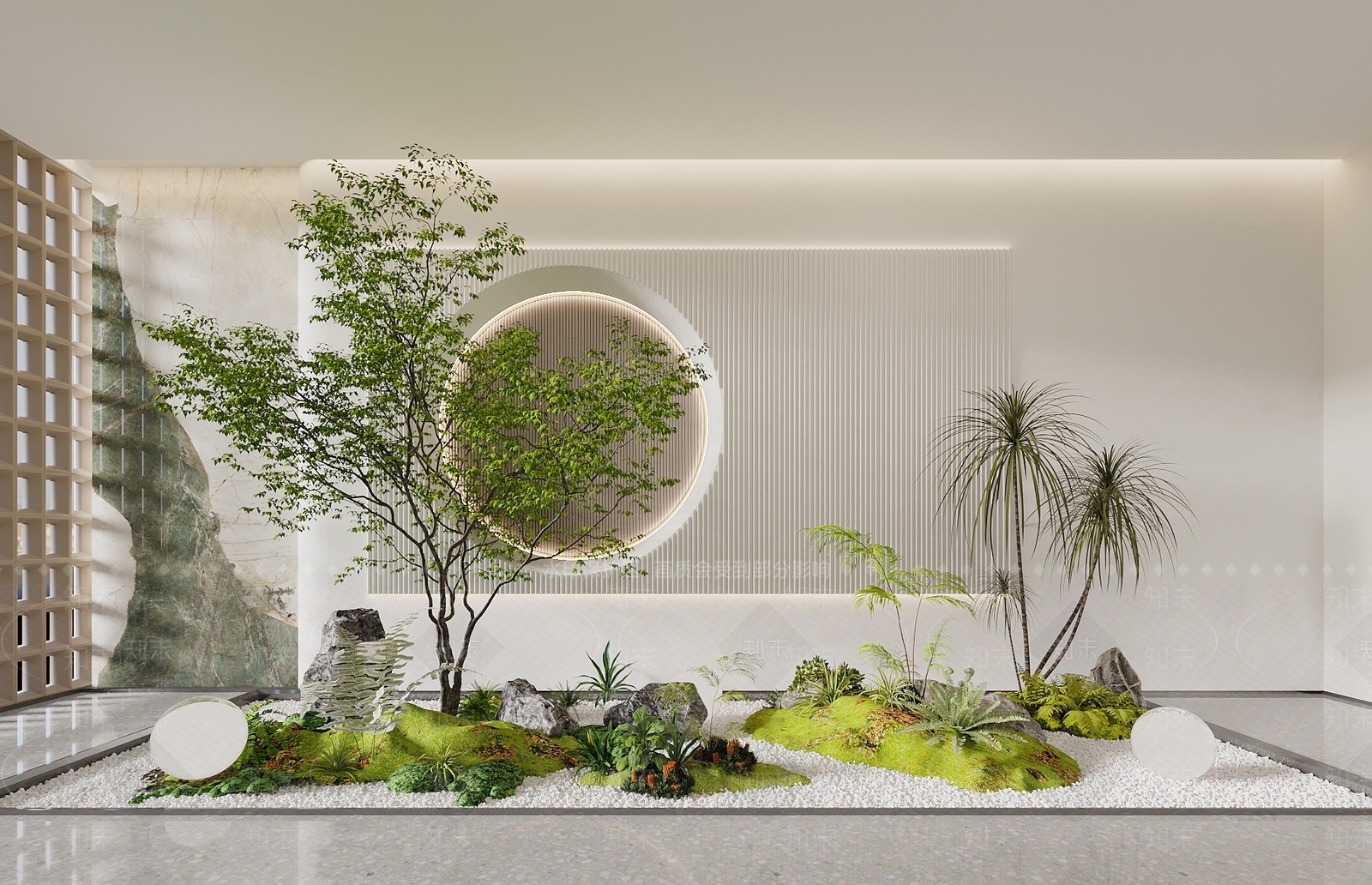 现代新中式室内景观3D模型下载【ID:1189333719】
