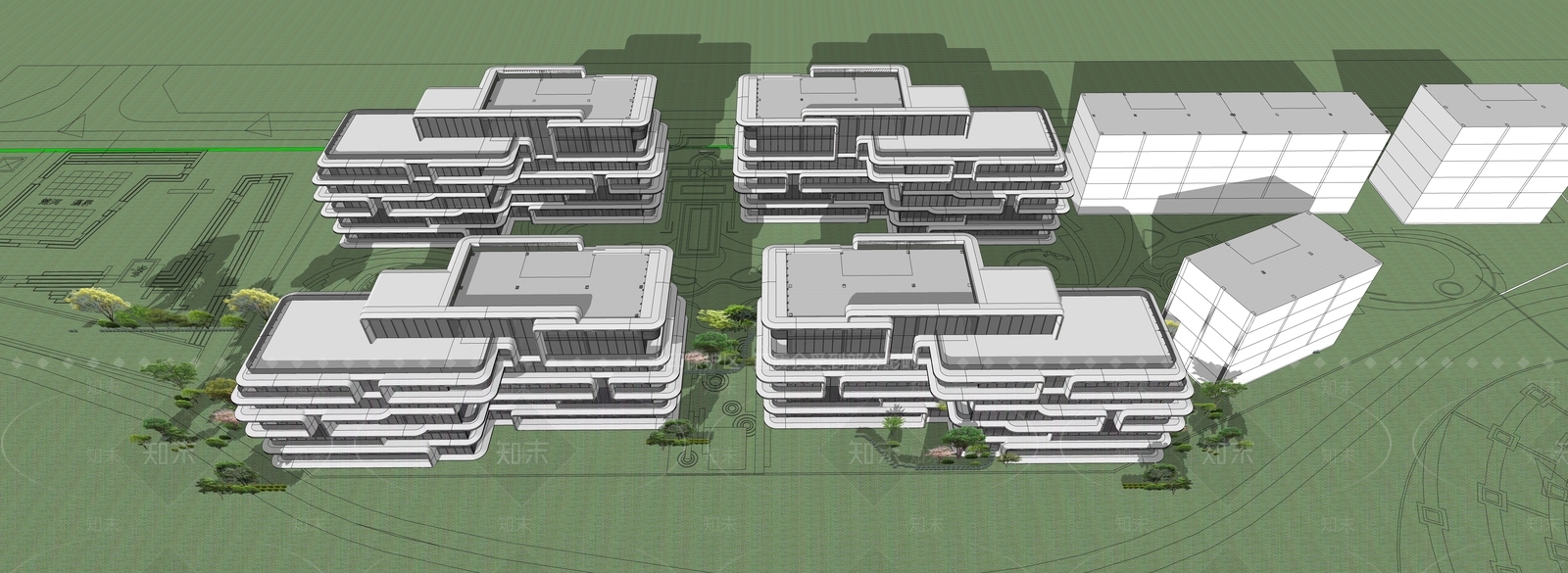 现代多层住宅SU模型下载【ID:1189337179】