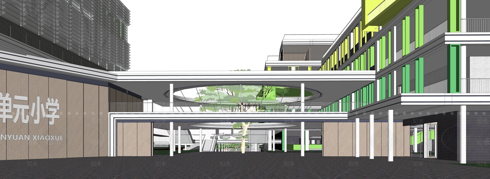 现代学校建筑SU模型下载【ID:1189337265】
