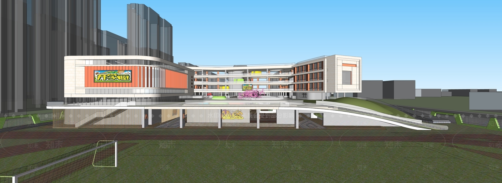 现代学校建筑SU模型下载【ID:1189337478】