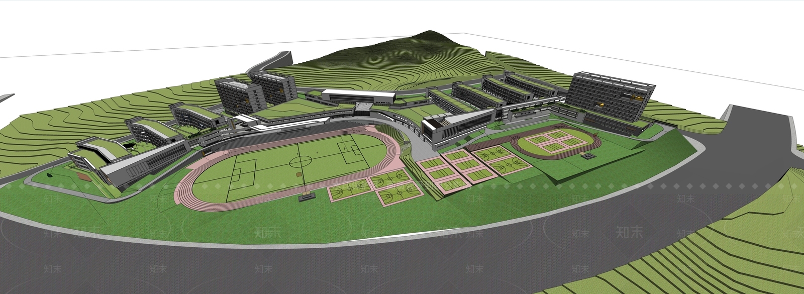 现代学校建筑SU模型下载【ID:1189337596】