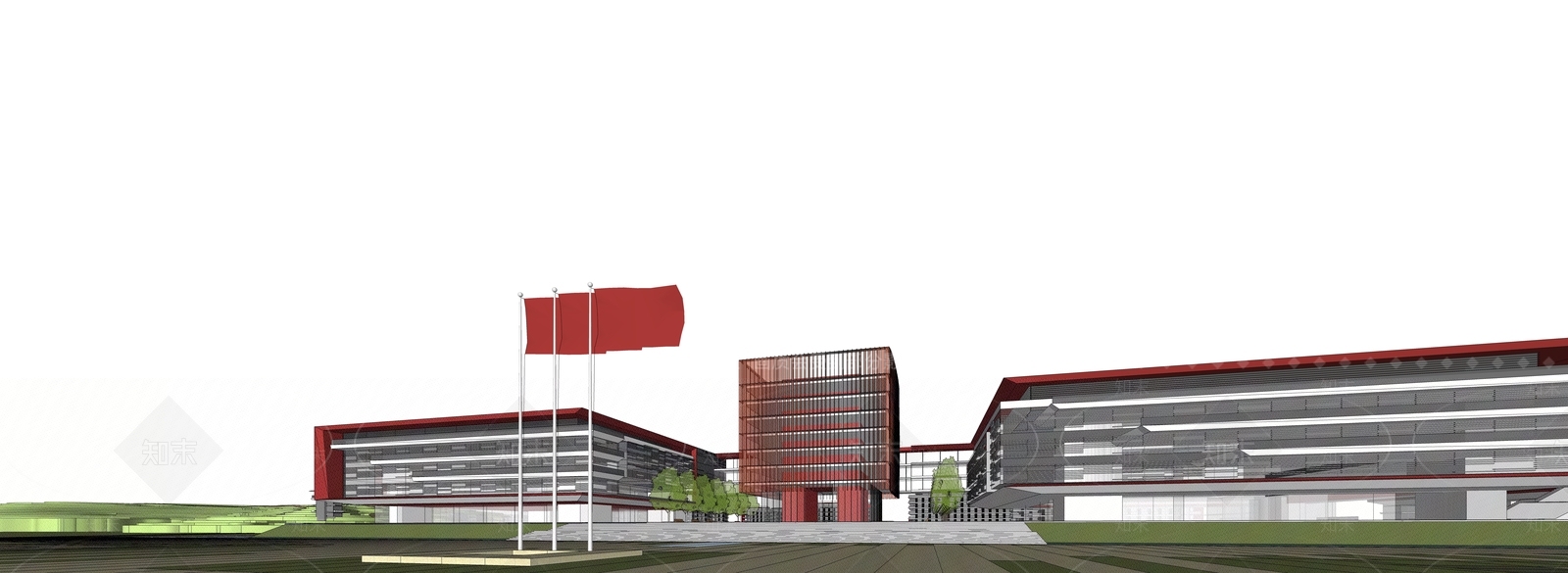 现代学校建筑SU模型下载【ID:1189338136】