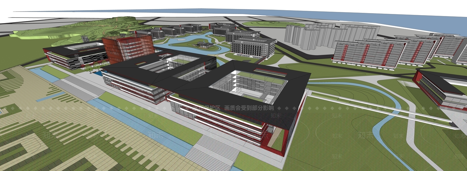 现代学校建筑SU模型下载【ID:1189338136】