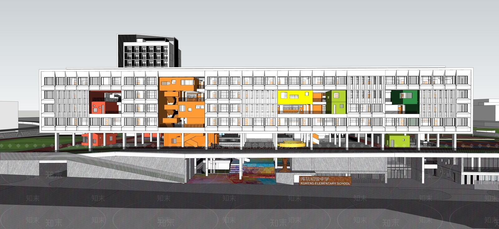 现代学校建筑SU模型下载【ID:1189338229】