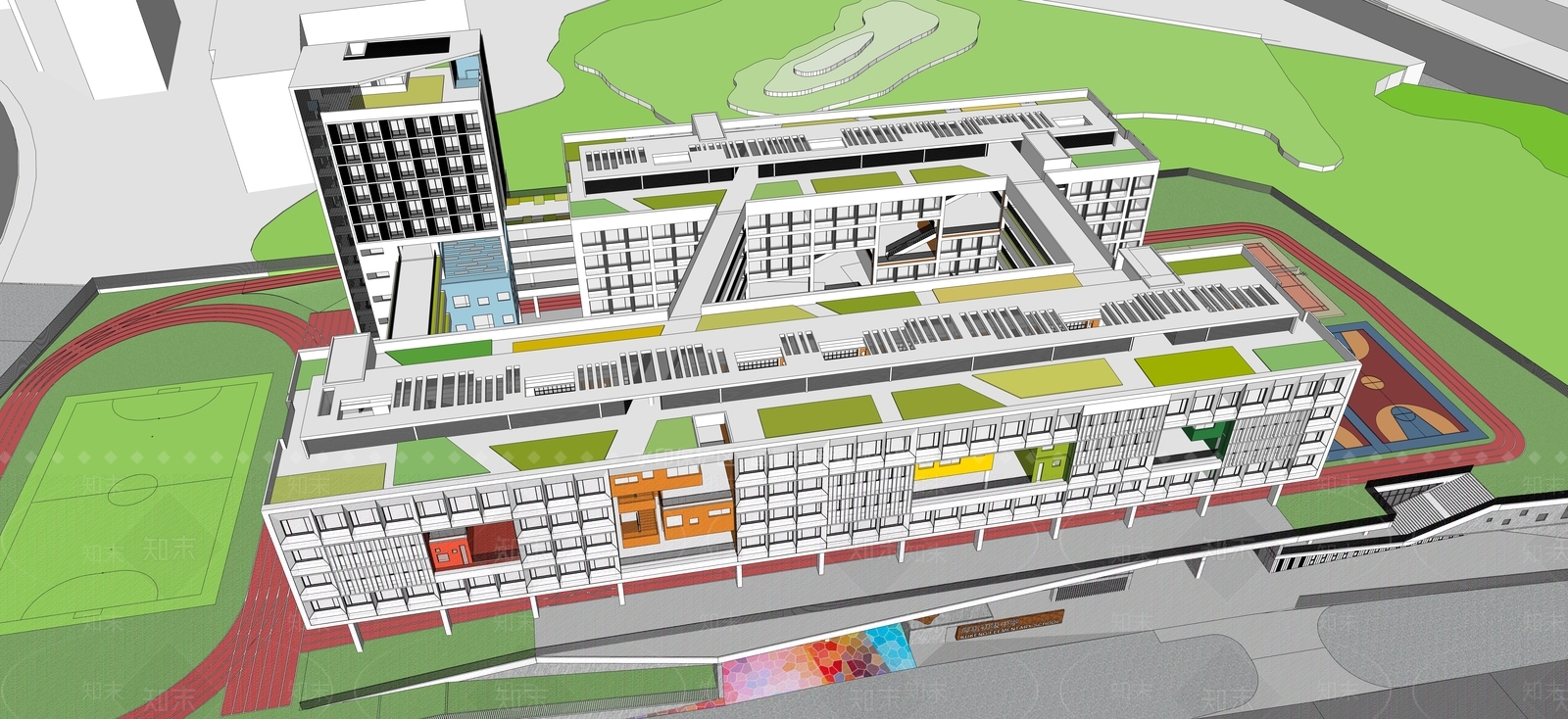 现代学校建筑SU模型下载【ID:1189338229】