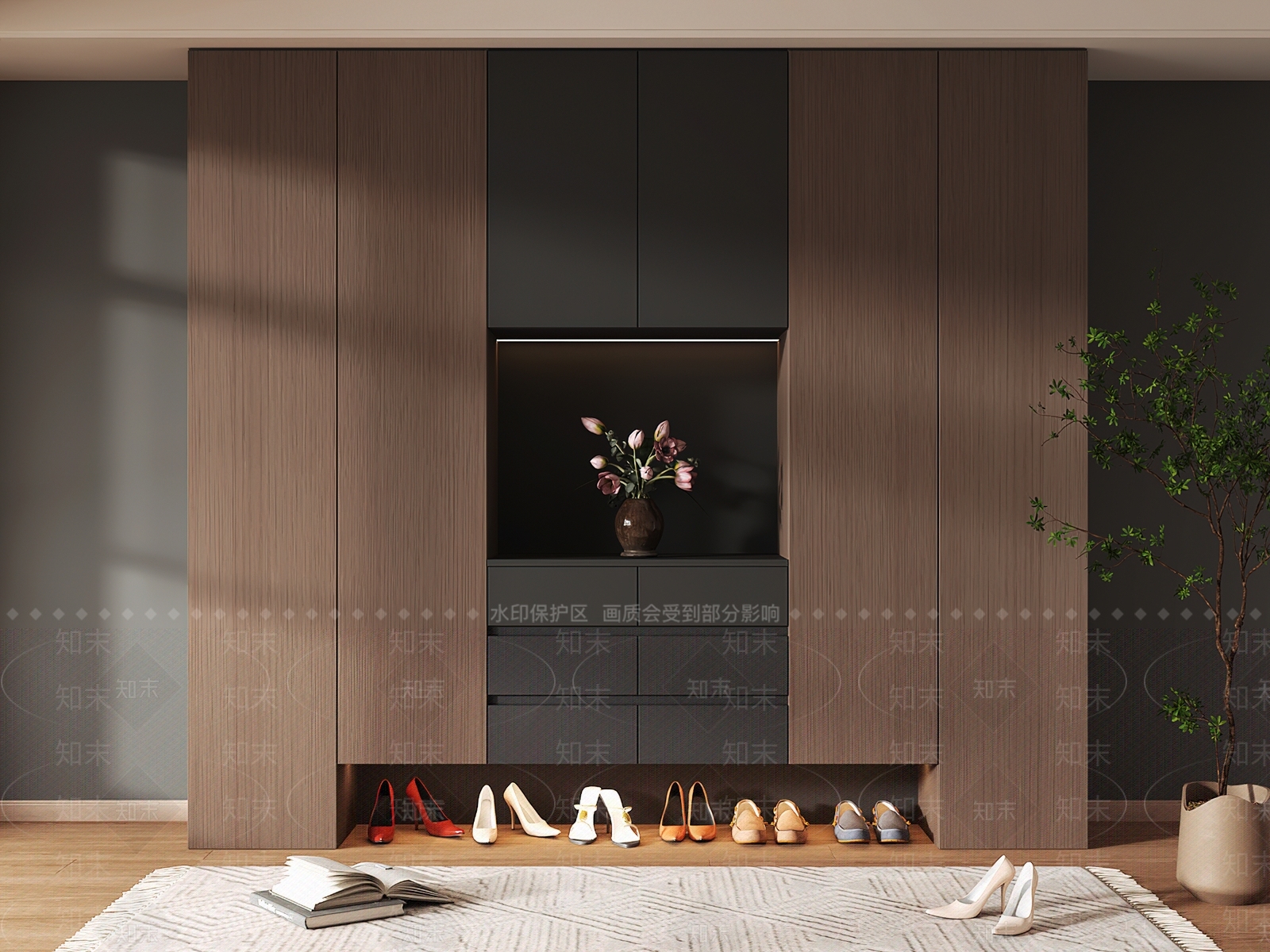 现代鞋柜3D模型下载【ID:1189338861】