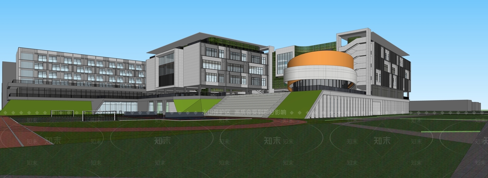 现代学校建筑SU模型下载【ID:1189339710】
