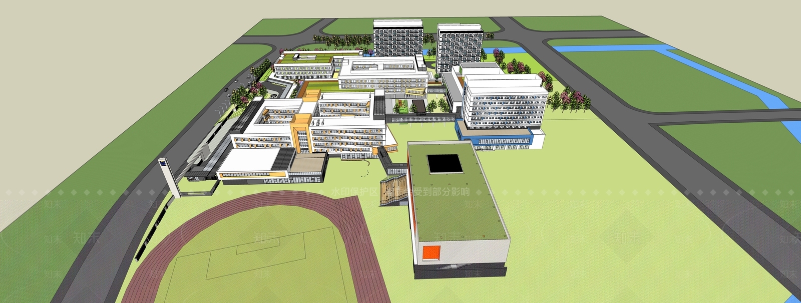 现代学校建筑SU模型下载【ID:1189340055】