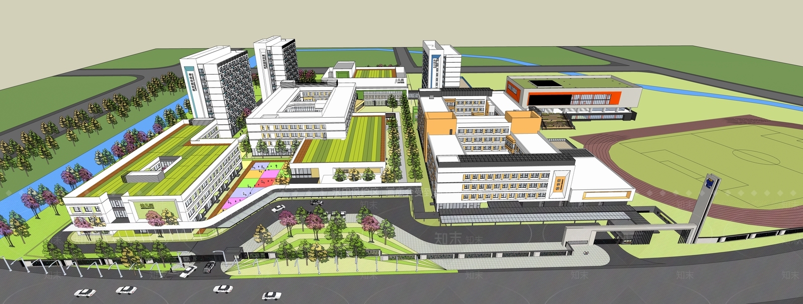 现代学校建筑SU模型下载【ID:1189340055】