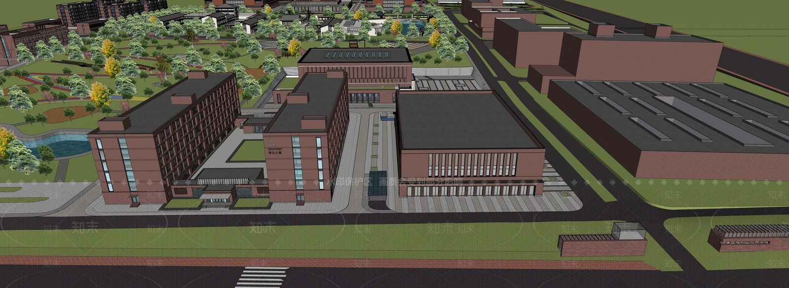 现代学校建筑SU模型下载【ID:1189340673】