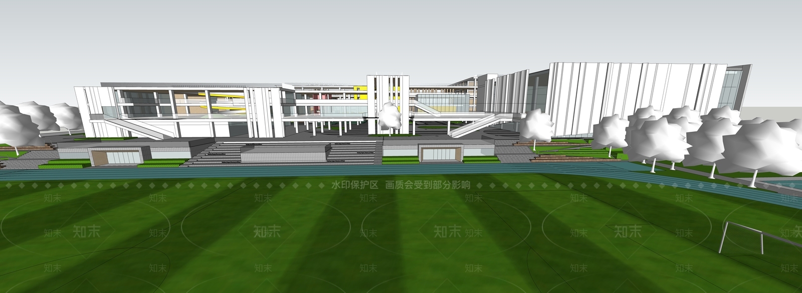 现代学校建筑SU模型下载【ID:1189341246】