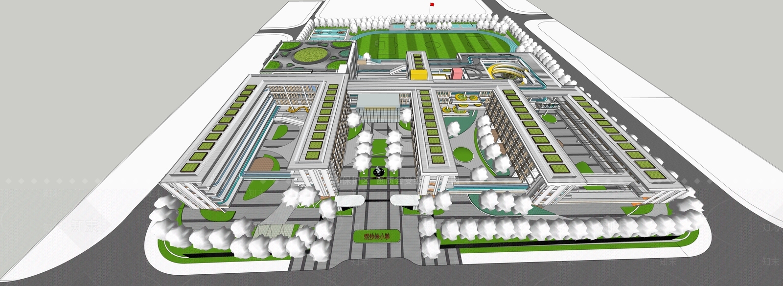 现代学校建筑SU模型下载【ID:1189341246】