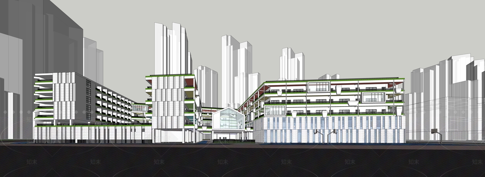 现代学校建筑SU模型下载【ID:1189342194】